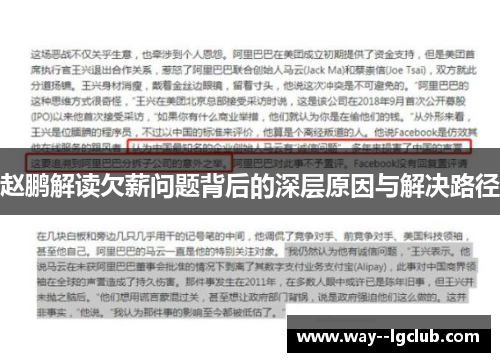 赵鹏解读欠薪问题背后的深层原因与解决路径